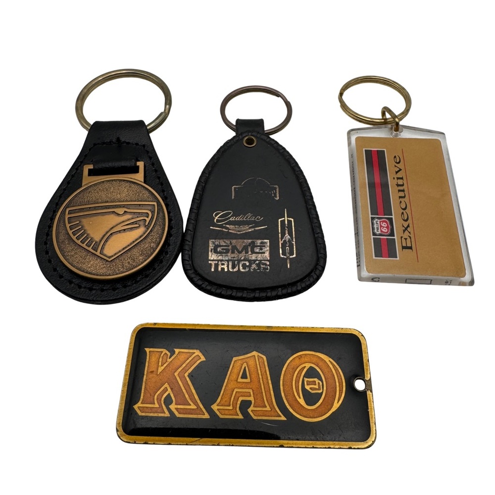 Vintage Keychain Lot Eagle Phillips 66 GMC Cadillac Dealer Brass KAO Advertising